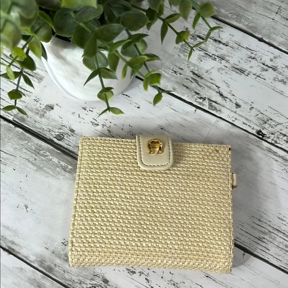 Etienne Aigner Cream Woven Wallet - Picture 2 of 9